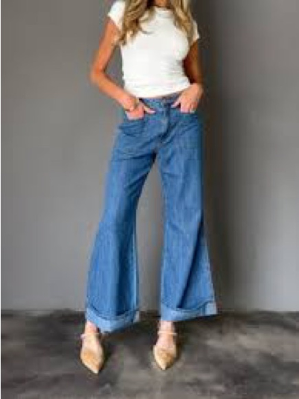 Wide Leg Denim Pants in Blue - Casual High-Rise Style